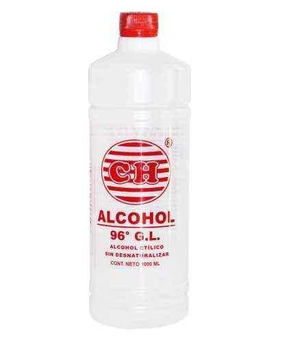 Alcohol de 96° Marca CH en envase de plástico de 1 litro - Alcohol 96°